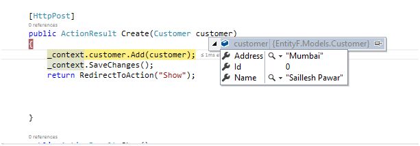 Create action method